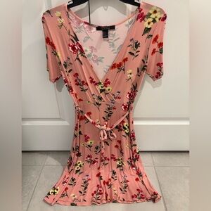 Forever 21 Floral Wrap Dress - Pink and Red